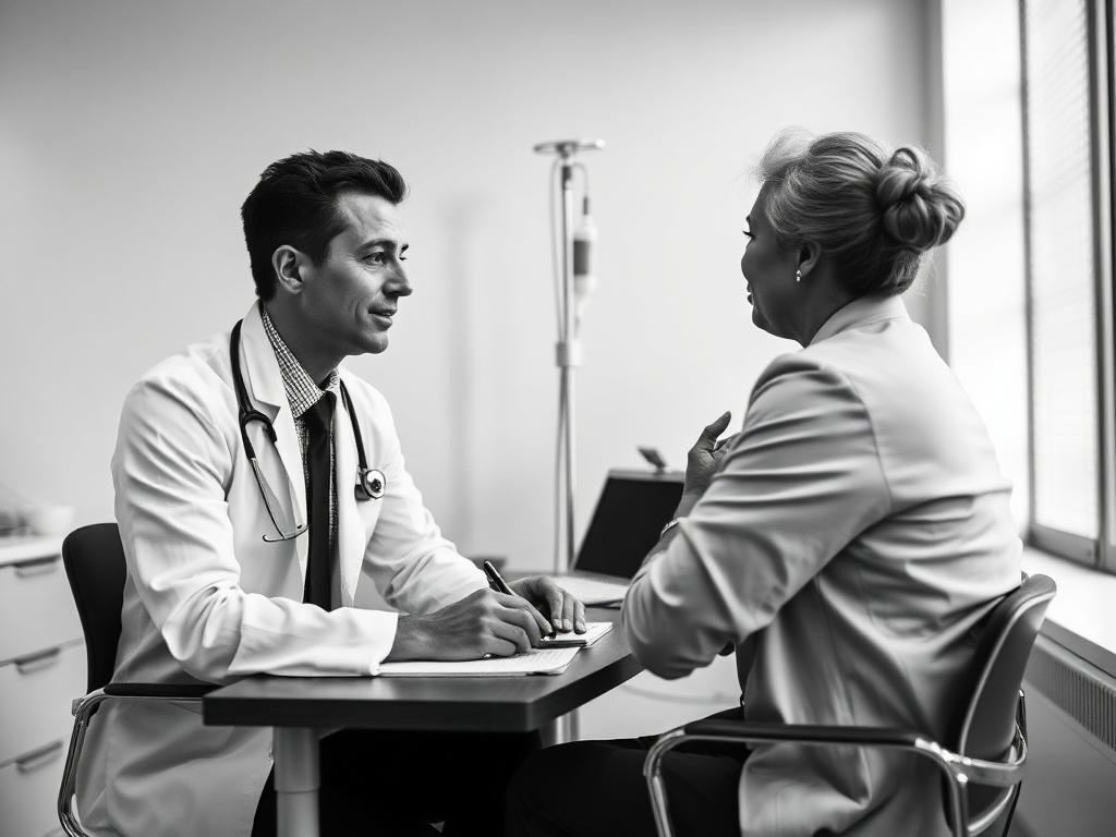 Private GP consulting a patient